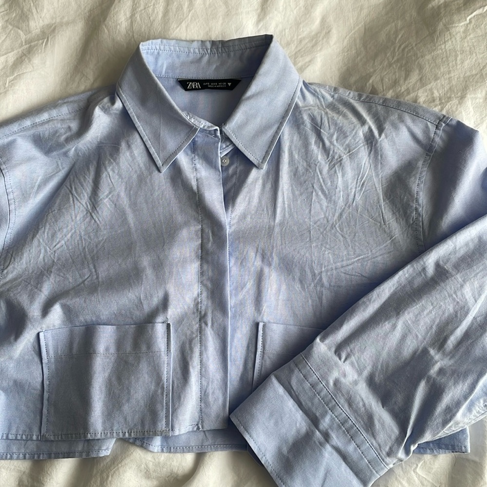 ZARA CROP POCKET BUTTON SHIRT POLIN SHIRT